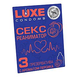 ПРЕЗЕРВАТИВЫ LUXE СЕКСРЕАНИМАТОР (ПЕРСИК), ребристый, 3 штуки