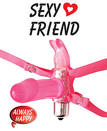 Вибробабочка с фалосом 6,5 см, роз, PVC