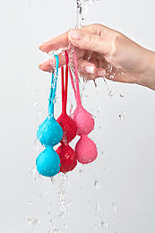 Набор вагинальных шариков Satisfyer  Balls C03 Double, силикон, ассорти, Ø 3 см.