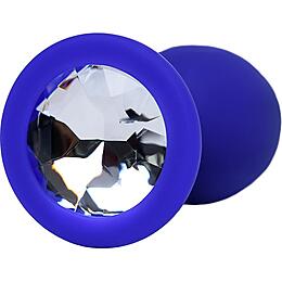 Анальная пробка синяя, силикон, 27 мм, Цвет: белый, прозрачный