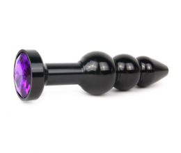 Анальная втулка черного цвета с ярким фиолетовым кристаллом ANAL JEWELRY PLUGS